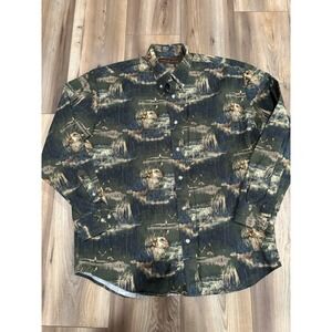 Woodland Trail Lab Labrador Retriever Duck‎ Shirt Men's Sz Large Green Hunting